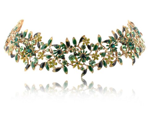 Choker zielone kwiatuszki z kryształkami z kolekcji Blossom (C8157AU/1/Z) Choker zielone kwiatuszki z kryształkami z kolekcji Blossom (C8157AU/1/Z)