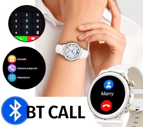 Smartwatch Damski Rubicon RNCE92-1 Srebrny-Ceramiczna Bransoleta + Biały Silikonowy Pasek Smartwatch Damski Rubicon RNCE92-1 Srebrny-Ceramiczna Bransoleta + Biały Silikonowy Pasek