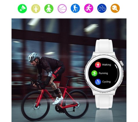 Smartwatch Damski Rubicon RNCE92-1 Srebrny-Ceramiczna Bransoleta + Biały Silikonowy Pasek Smartwatch Damski Rubicon RNCE92-1 Srebrny-Ceramiczna Bransoleta + Biały Silikonowy Pasek