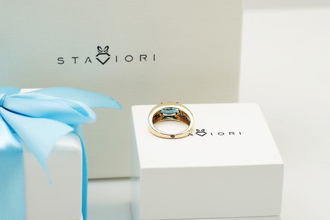 Złoty pierścionek PXD5246 - Topaz błękitny