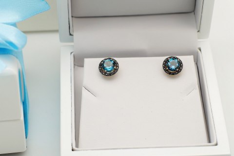 Złote kolczyki KZD6010 - Topaz London Blue Złote kolczyki KZD6010 - Topaz London Blue